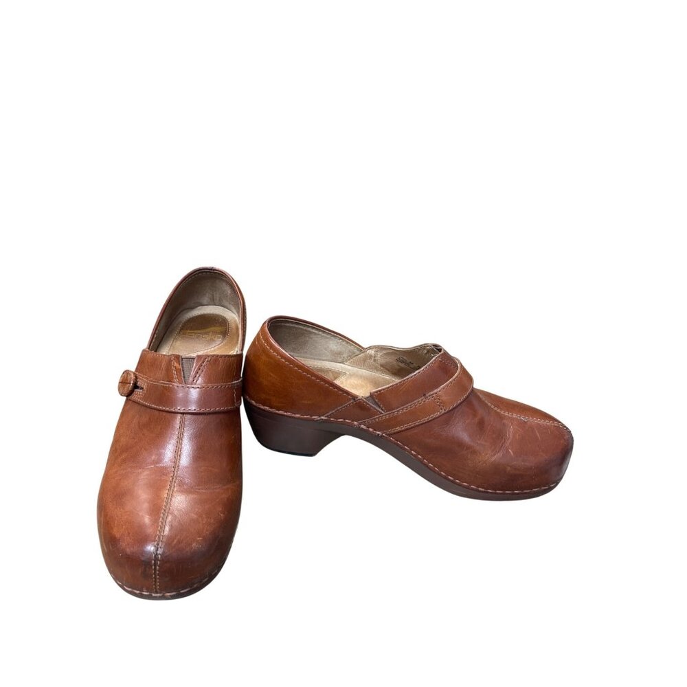Dansko Womens Brown Leather Mules Clogs Nursing Shoes Size 39/8 SKU 9332 - Picture 1 of 16
